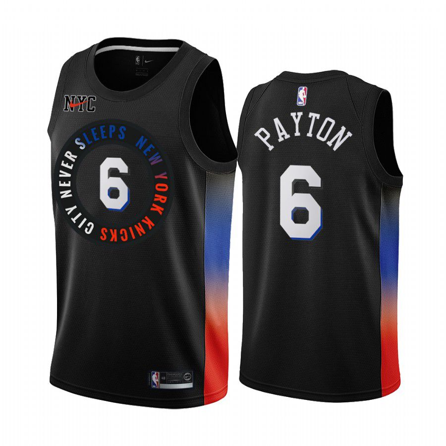 Men New York Knicks #6 elfrid payton black city edition 2020 nba jersey->new york knicks->NBA Jersey
